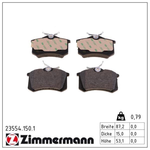 ZIMMERMANN 23554.150.1 Bremsbelagsatz, Scheibenbremse