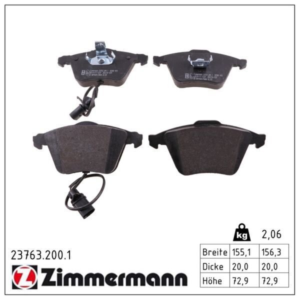 ZIMMERMANN 23763.200.1 Bremsbelagsatz, Scheibenbremse