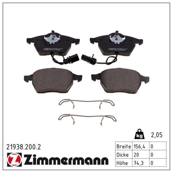 ZIMMERMANN 21938.200.2 Bremsbelagsatz, Scheibenbremse