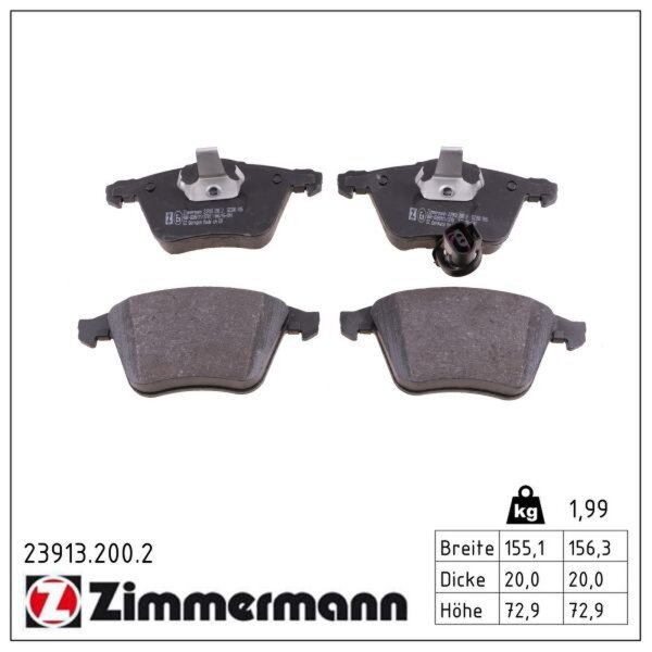 ZIMMERMANN 23913.200.2 Bremsbelagsatz, Scheibenbremse