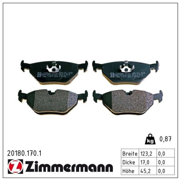 ZIMMERMANN 20180.170.1 Bremsbelagsatz, Scheibenbremse