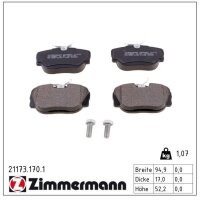 ZIMMERMANN 21173.170.1 Bremsbelagsatz, Scheibenbremse