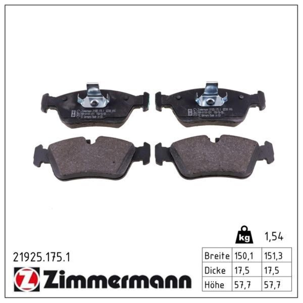 ZIMMERMANN 21925.175.1 Bremsbelagsatz, Scheibenbremse