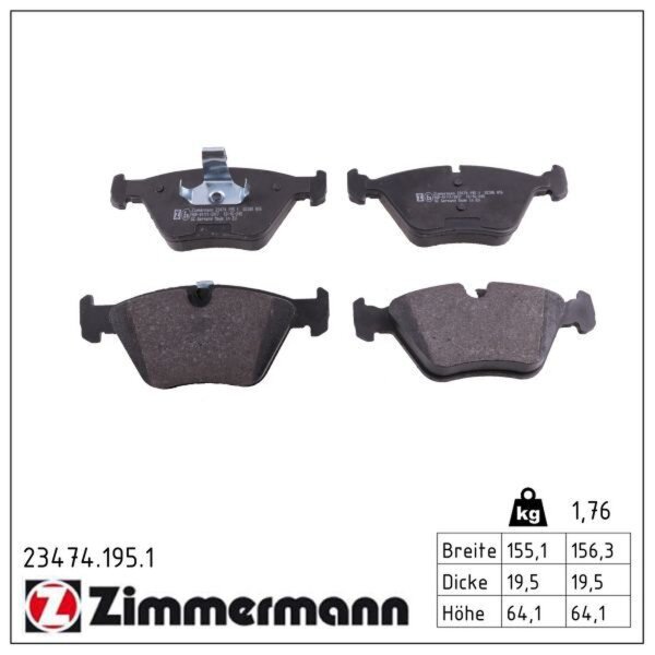 ZIMMERMANN 23474.195.1 Bremsbelagsatz, Scheibenbremse