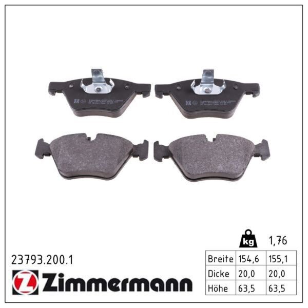 ZIMMERMANN 23793.200.1 Bremsbelagsatz, Scheibenbremse