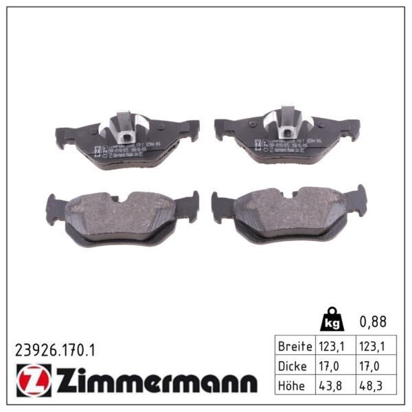 ZIMMERMANN 23926.170.1 Bremsbelagsatz, Scheibenbremse