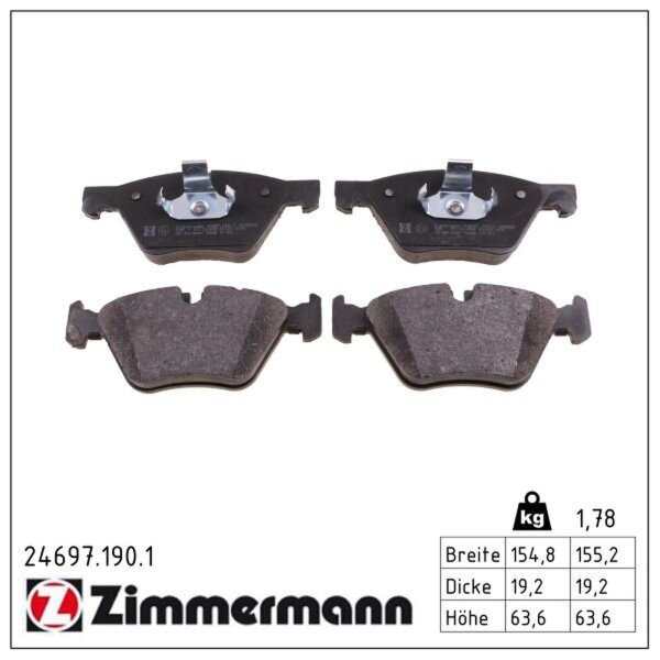 ZIMMERMANN 24697.190.1 Bremsbelagsatz, Scheibenbremse