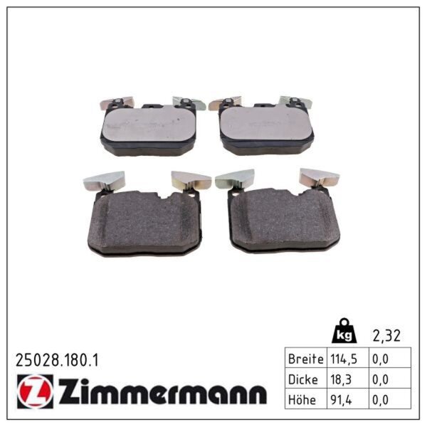 ZIMMERMANN 25028.180.1 Bremsbelagsatz, Scheibenbremse
