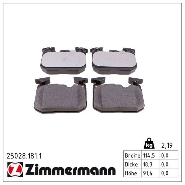 ZIMMERMANN 25028.181.1 Bremsbelagsatz, Scheibenbremse