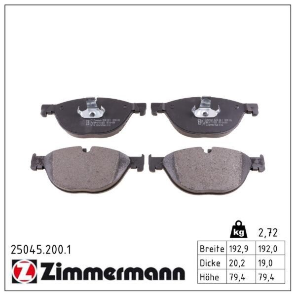 ZIMMERMANN 25045.200.1 Bremsbelagsatz, Scheibenbremse