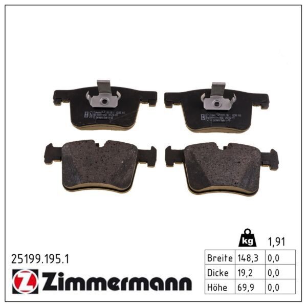 ZIMMERMANN 25199.195.1 Bremsbelagsatz, Scheibenbremse