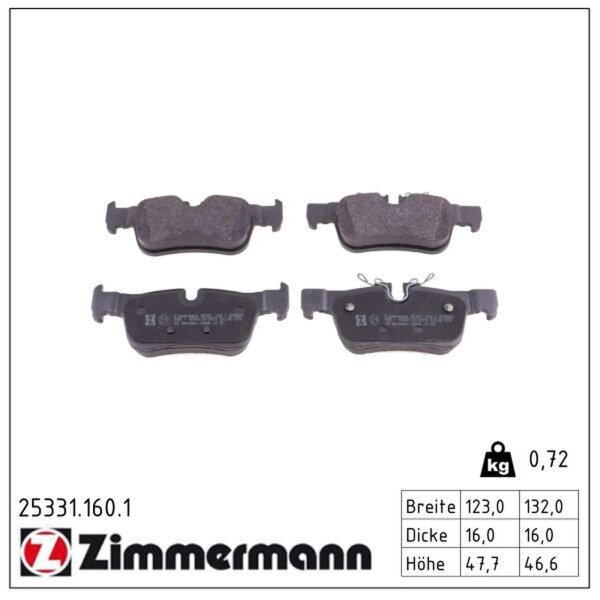 ZIMMERMANN 25331.160.1 Bremsbelagsatz, Scheibenbremse