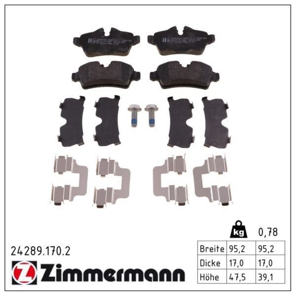 ZIMMERMANN 24289.170.2 Bremsbelagsatz, Scheibenbremse