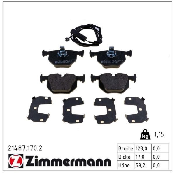 ZIMMERMANN 21487.170.2 Bremsbelagsatz, Scheibenbremse