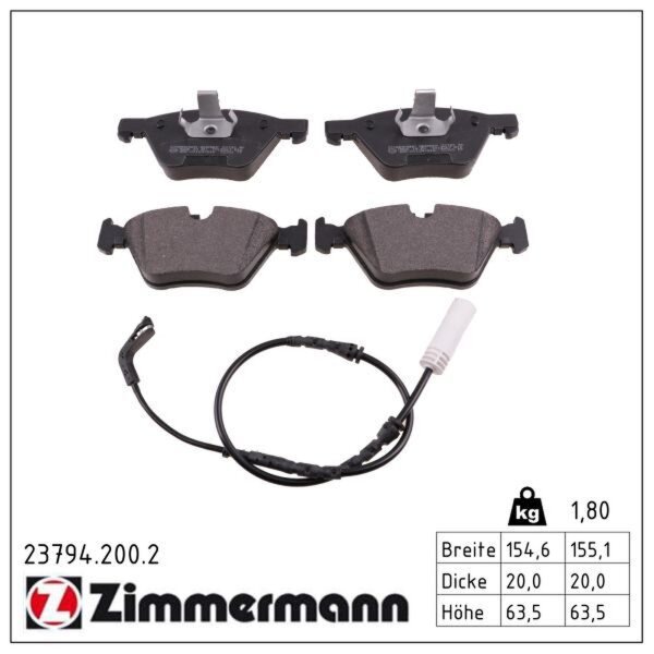 ZIMMERMANN 23794.200.2 Bremsbelagsatz, Scheibenbremse