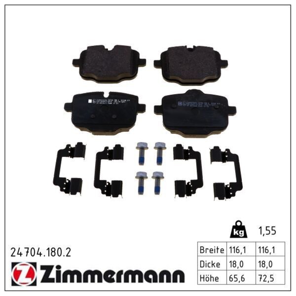 ZIMMERMANN 24704.180.2 Bremsbelagsatz, Scheibenbremse