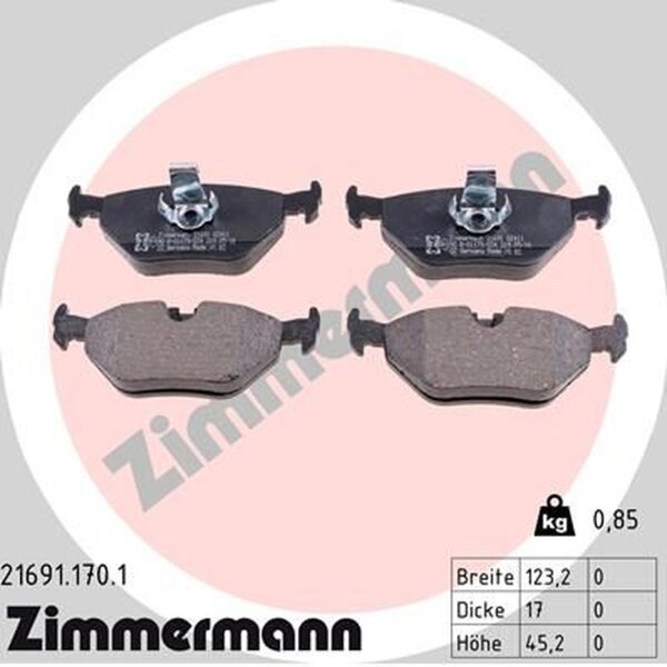 ZIMMERMANN 21691.170.1 Bremsbelagsatz, Scheibenbremse