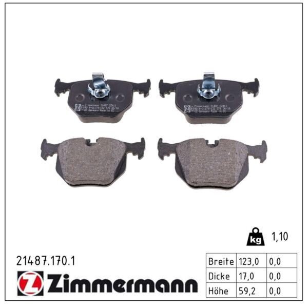 ZIMMERMANN 21487.170.1 Bremsbelagsatz, Scheibenbremse