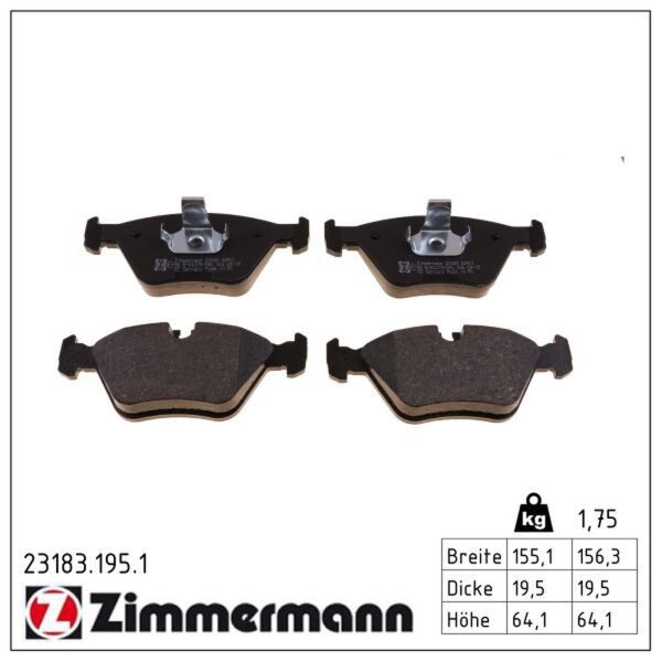 ZIMMERMANN 23183.195.1 Bremsbelagsatz, Scheibenbremse