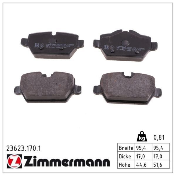 ZIMMERMANN 23623.170.1 Bremsbelagsatz, Scheibenbremse