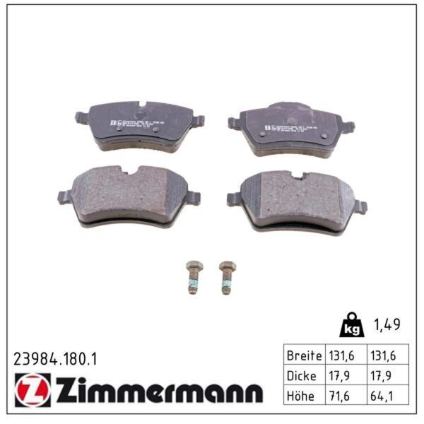 ZIMMERMANN 23984.180.1 Bremsbelagsatz, Scheibenbremse