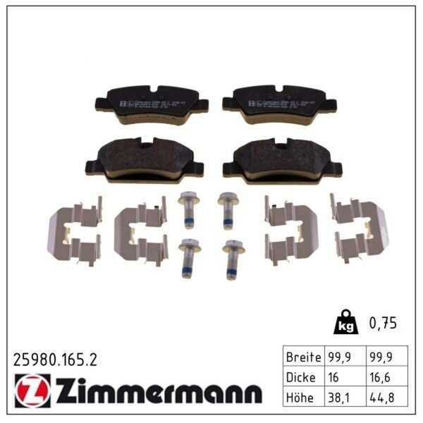 ZIMMERMANN 25980.165.2 Bremsbelagsatz, Scheibenbremse