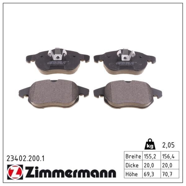 ZIMMERMANN 23402.200.1 Bremsbelagsatz, Scheibenbremse