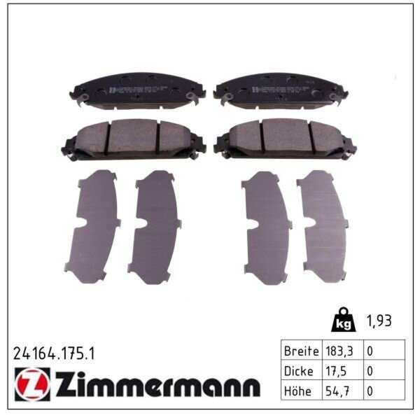 ZIMMERMANN 24164.175.1 Bremsbelagsatz, Scheibenbremse