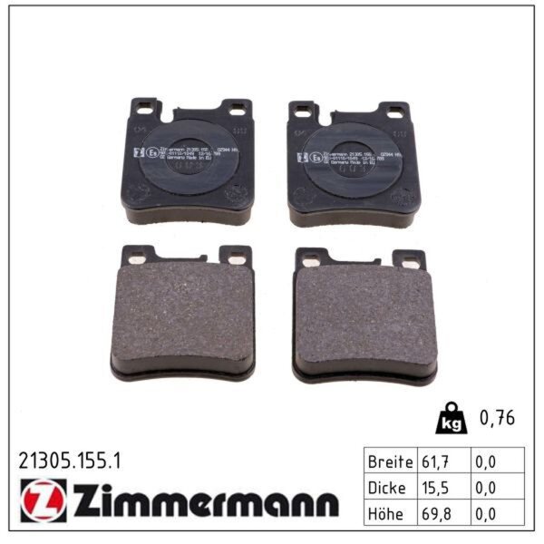 ZIMMERMANN 21305.155.1 Bremsbelagsatz, Scheibenbremse