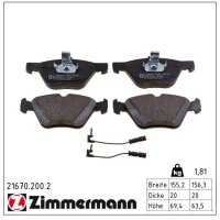 ZIMMERMANN 21670.200.2 Bremsbelagsatz, Scheibenbremse