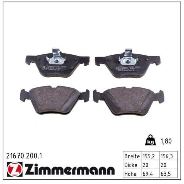 ZIMMERMANN 21670.200.1 Bremsbelagsatz, Scheibenbremse