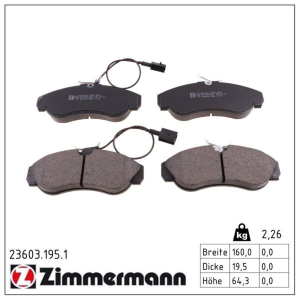ZIMMERMANN 23603.195.1 Bremsbelagsatz, Scheibenbremse