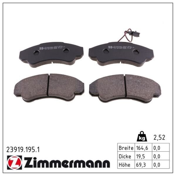 ZIMMERMANN 23919.195.1 Bremsbelagsatz, Scheibenbremse