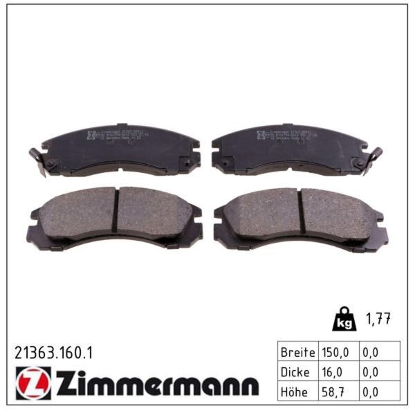 ZIMMERMANN 21363.160.1 Bremsbelagsatz, Scheibenbremse