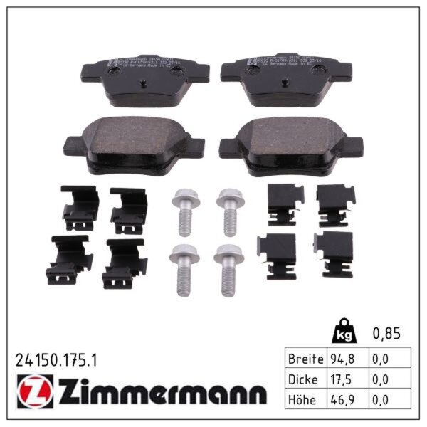 ZIMMERMANN 24150.175.1 Bremsbelagsatz, Scheibenbremse