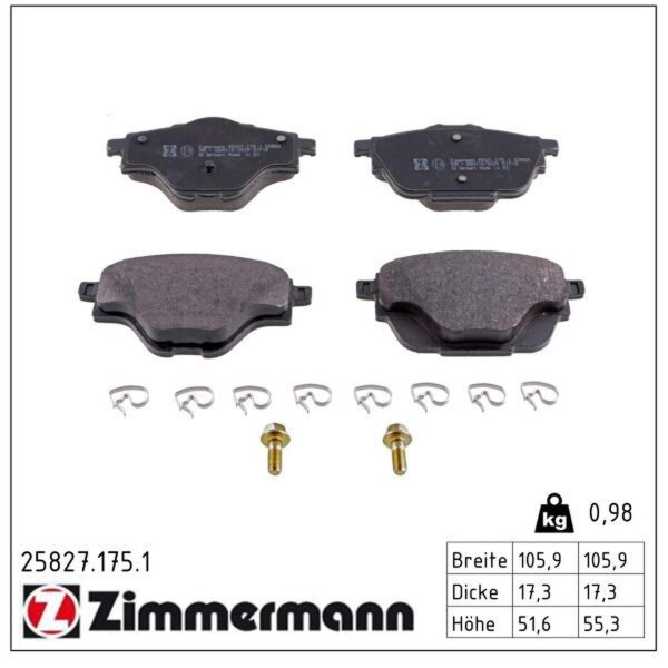 ZIMMERMANN 25827.175.1 Bremsbelagsatz, Scheibenbremse