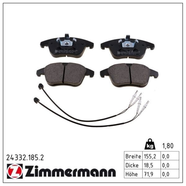 ZIMMERMANN 24332.185.2 Bremsbelagsatz, Scheibenbremse