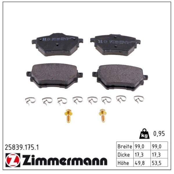ZIMMERMANN 25839.175.1 Bremsbelagsatz, Scheibenbremse