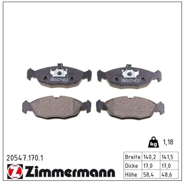 ZIMMERMANN 20547.170.1 Bremsbelagsatz, Scheibenbremse