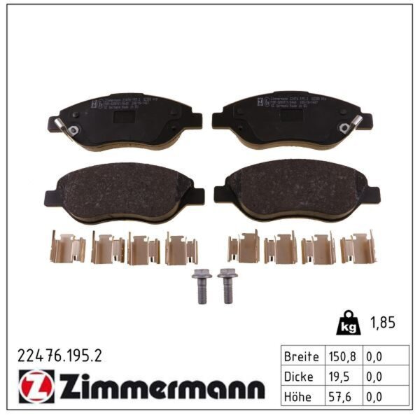 ZIMMERMANN 22476.195.2 Bremsbelagsatz, Scheibenbremse
