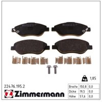 ZIMMERMANN 22476.195.2 Bremsbelagsatz, Scheibenbremse