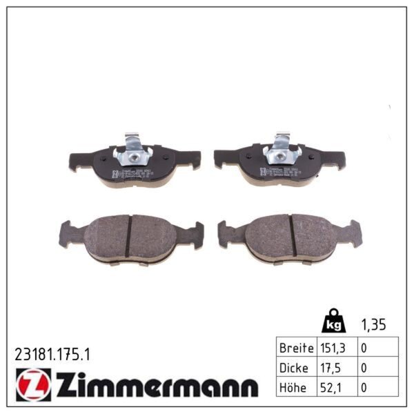 ZIMMERMANN 23181.175.1 Bremsbelagsatz, Scheibenbremse