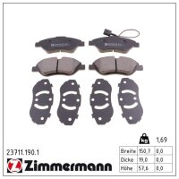ZIMMERMANN 23711.190.1 Bremsbelagsatz, Scheibenbremse