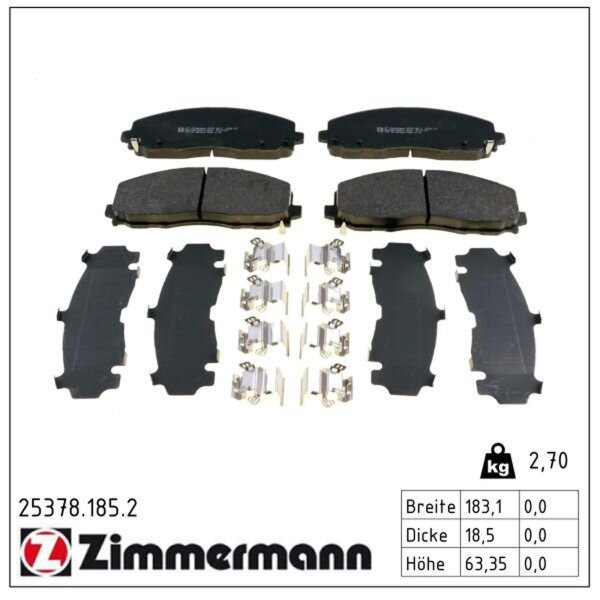 ZIMMERMANN 25378.185.2 Bremsbelagsatz, Scheibenbremse