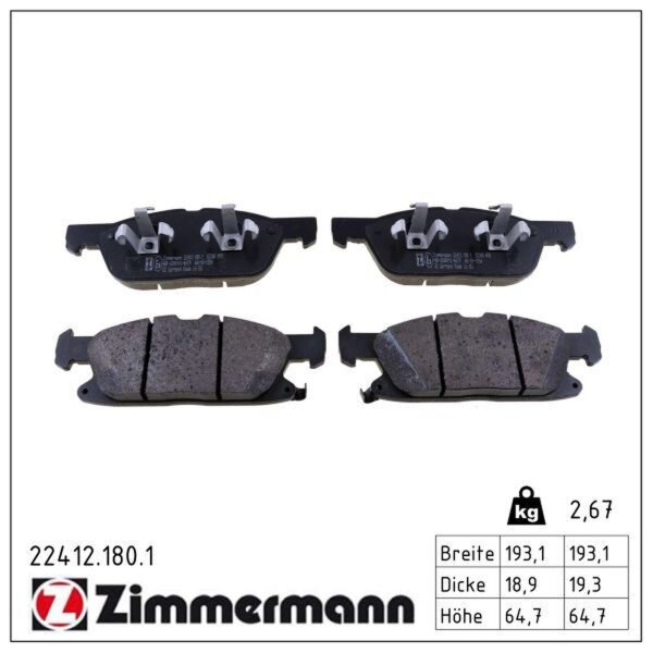 ZIMMERMANN 22412.180.1 Bremsbelagsatz, Scheibenbremse