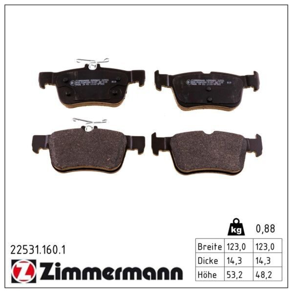 ZIMMERMANN 22531.160.1 Bremsbelagsatz, Scheibenbremse