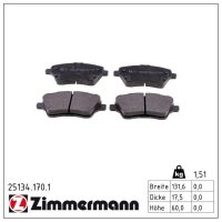 ZIMMERMANN 25134.170.1 Bremsbelagsatz, Scheibenbremse