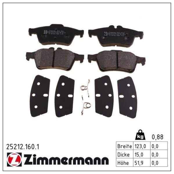 ZIMMERMANN 25212.160.1 Bremsbelagsatz, Scheibenbremse