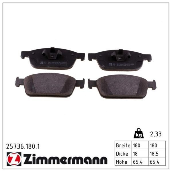 ZIMMERMANN 25736.180.1 Bremsbelagsatz, Scheibenbremse