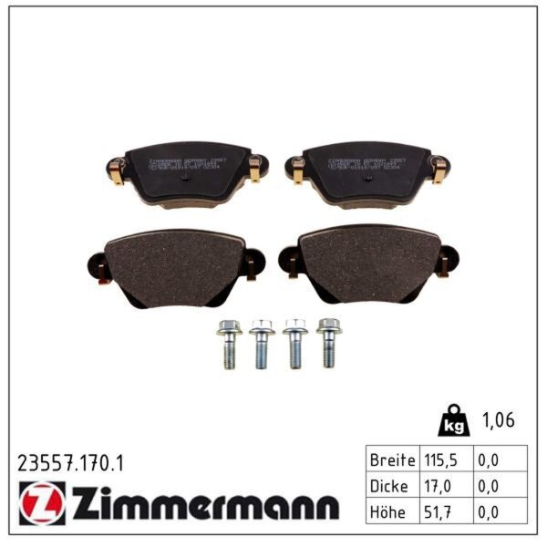 ZIMMERMANN 23557.170.1 Bremsbelagsatz, Scheibenbremse